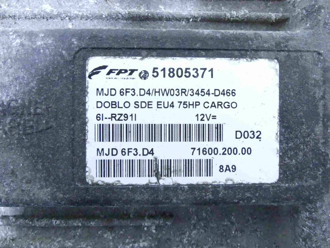 ЕБУ блок управління двигуна Fiat Doblo 51805371 — фото деталі 2