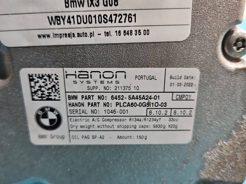 Компресор кондиціонера BMW IX3 G08 5A45A24 — фото деталі 5