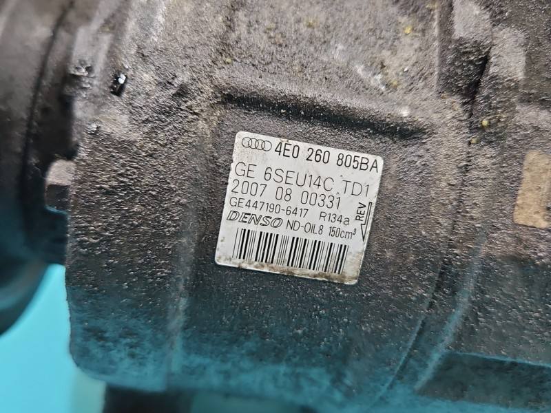 Компресор кондиціонера Audi A8 D3 4E0260805BA — фото деталі 6