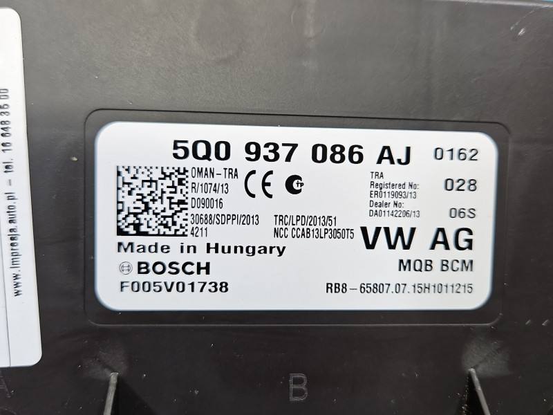 Блок комфорту BSI Volkswagen Passat B8 5Q0937086AJ — фото деталі 4