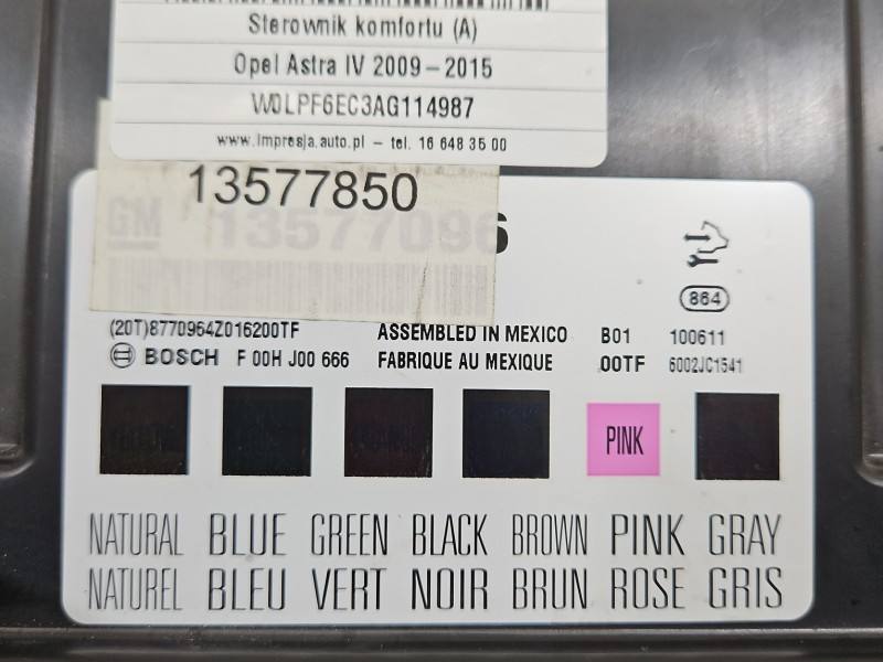Блок комфорту BSI Opel Astra J 13577850 — фото деталі 3