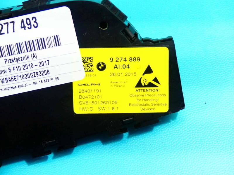 Перемикач кнопка BMW 5 F10 9274889 — фото деталі 5