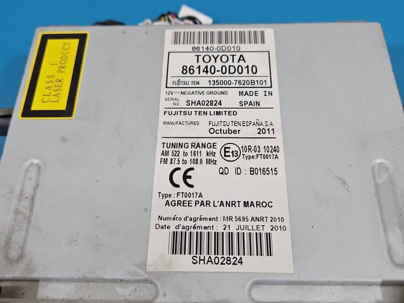 Штатна магнітола радіо Toyota Yaris 3 86140-0D010 — фото деталі 6