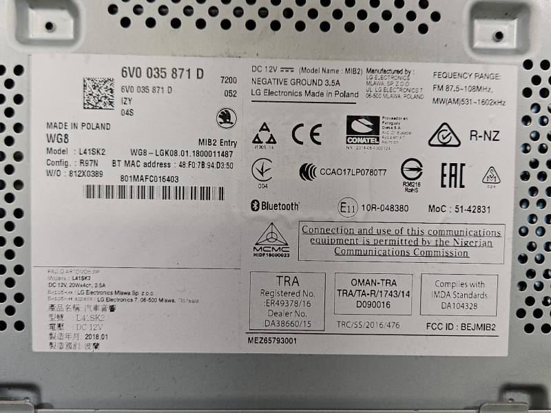 Штатна магнітола радіо Skoda Fabia 3 6V0035871D — фото деталі 6
