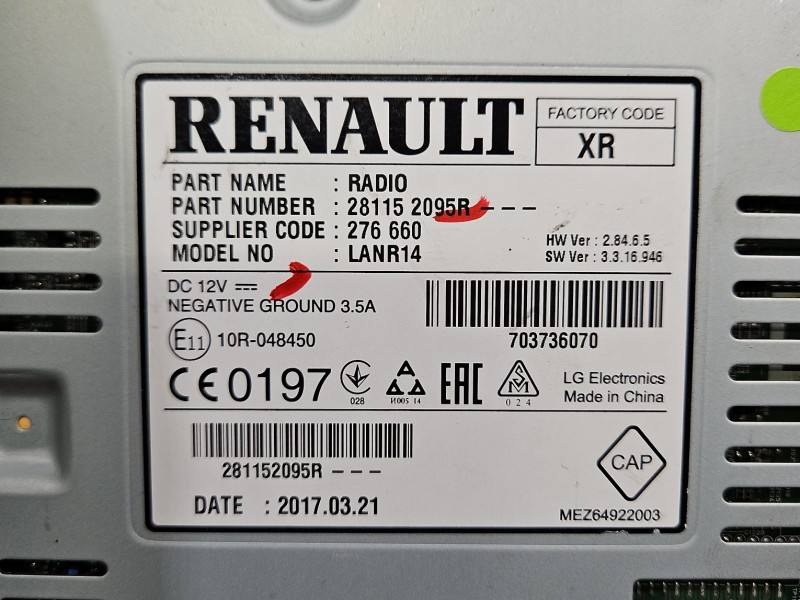 Штатна магнітола радіо Renault Kadjar 28115-2095R — фото деталі 10