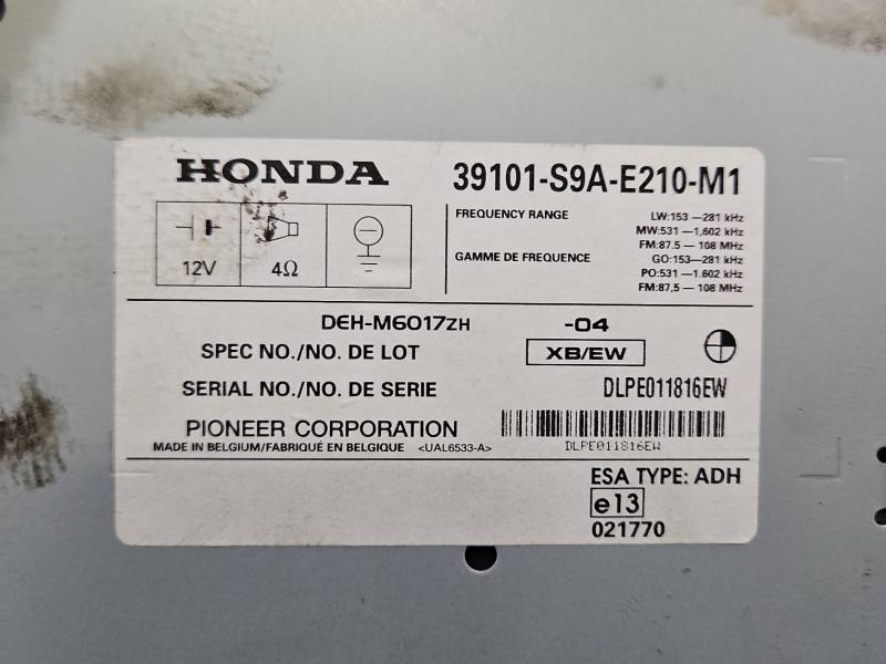 Штатна магнітола радіо Honda CR-V 39101-S9A-E210-M1 — фото деталі 10