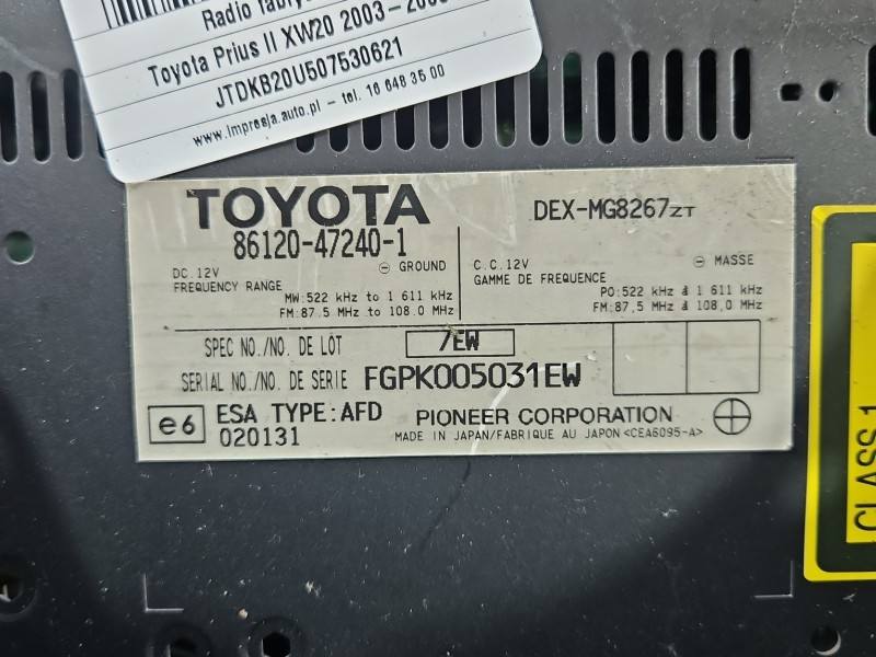 Штатная магнитола радио Toyota Prius 86120-47240 — фото детали 8