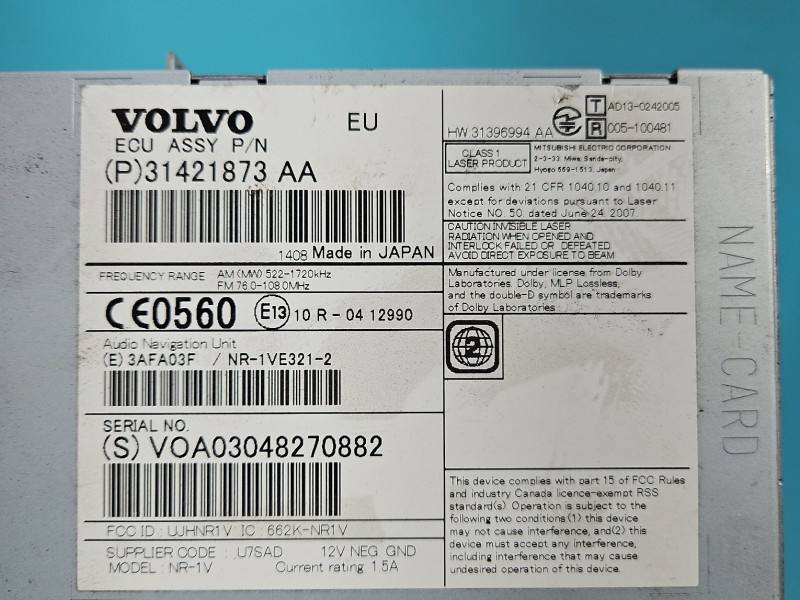 Штатная магнитола радио Volvo S60 31421873AA — фото детали 6