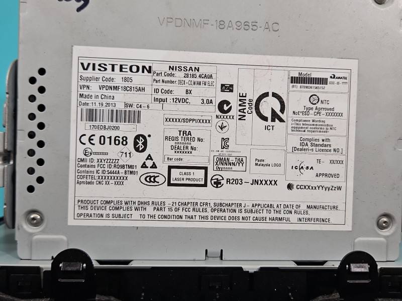 Штатна магнітола радіо Nissan Qashqai 28185-4CA0A — фото деталі 5
