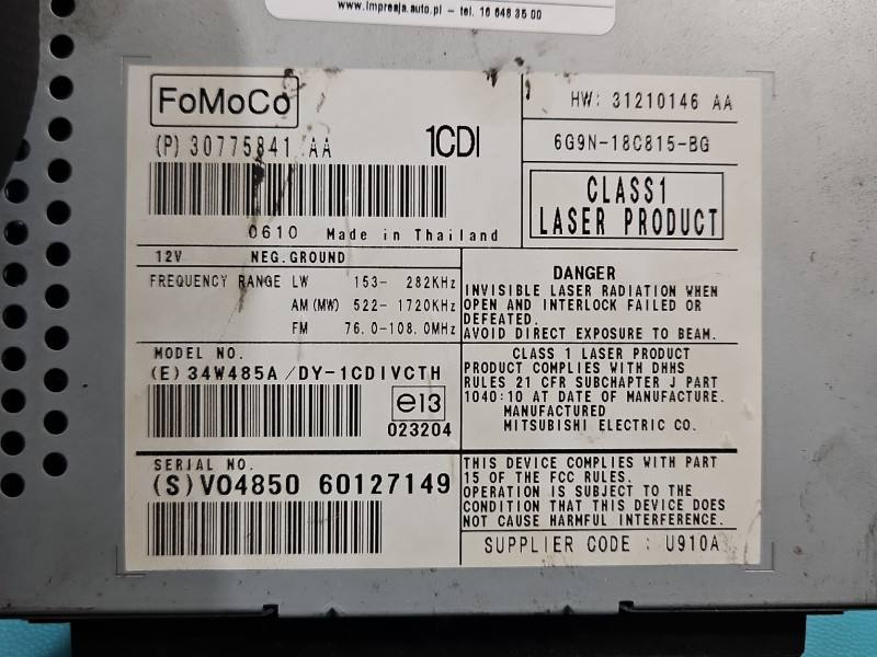 Штатна магнітола радіо Volvo S80 30775841AA — фото деталі 4