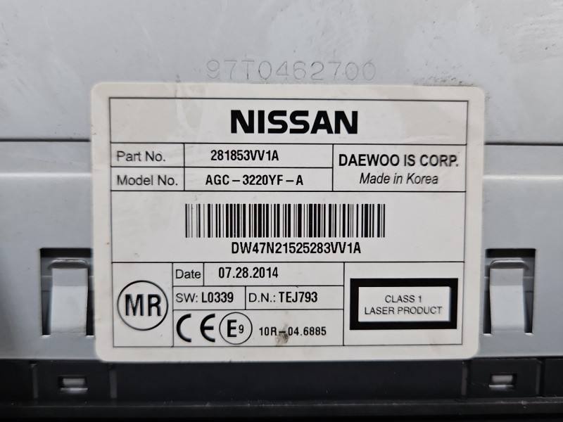 Штатна магнітола радіо Nissan Note 281853VV1A — фото деталі 5
