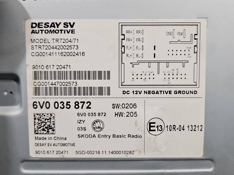 Штатна магнітола радіо Skoda Fabia 3 6V0035872 — фото деталі 7