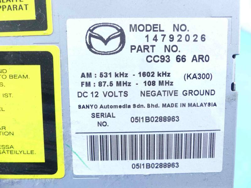 Штатна магнітола радіо Mazda 5 CC9366AR0 — фото деталі 5