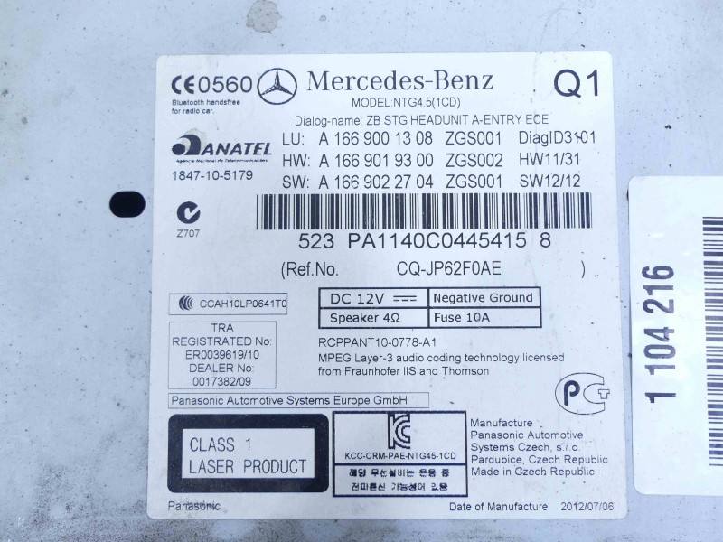 Штатна магнітола радіо Mercedes ML W166 A1669001308 — фото деталі 3
