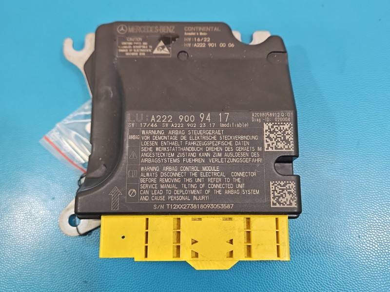 Блок керування Airbag Mercedes S W222 A2229010006 — фото деталі 2