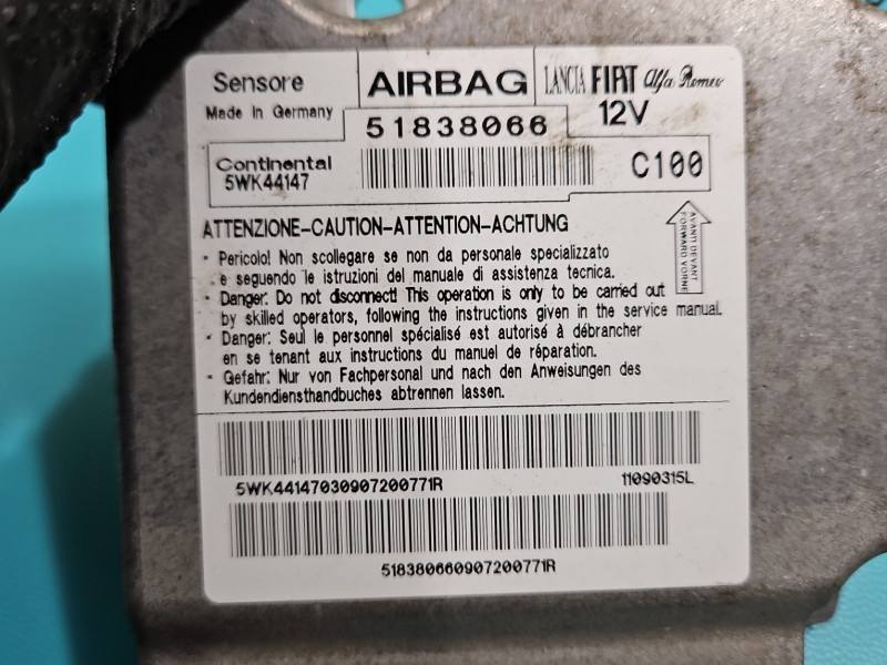 Блок керування Airbag Fiat Punto 51838066 — фото деталі 3