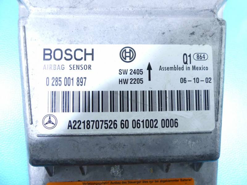 Блок керування Airbag Mercedes S W221 0285001897 — фото деталі 3