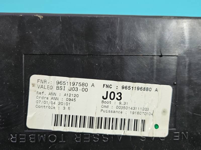Блок керування модуль Peugeot 307 9651196880A — фото деталі 8
