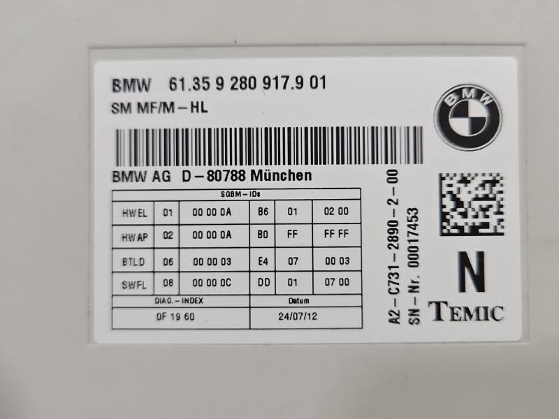 Блок керування модуль BMW 5 F10 9280917 — фото деталі 3