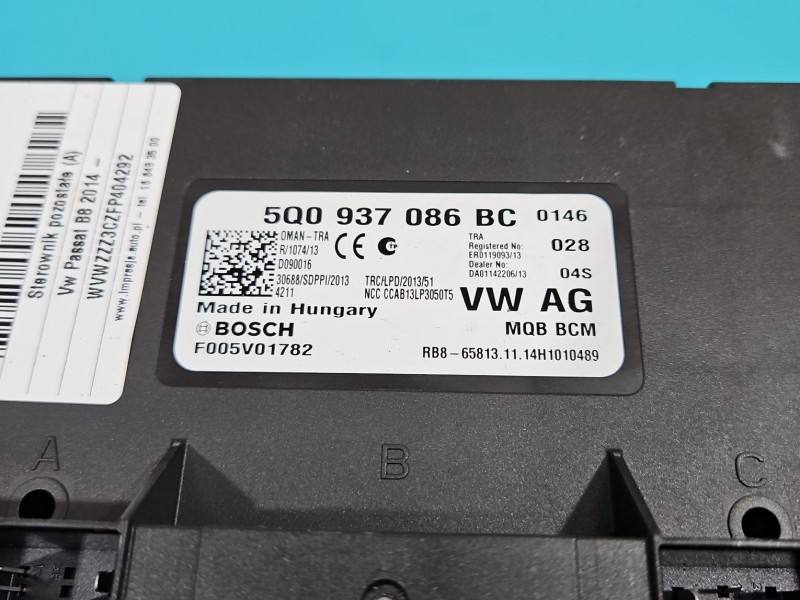Блок керування модуль Volkswagen Passat B8 5Q0937086BC — фото деталі 3