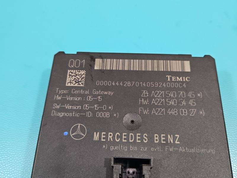 Блок керування модуль Mercedes S W221 A2215407045 — фото деталі 3