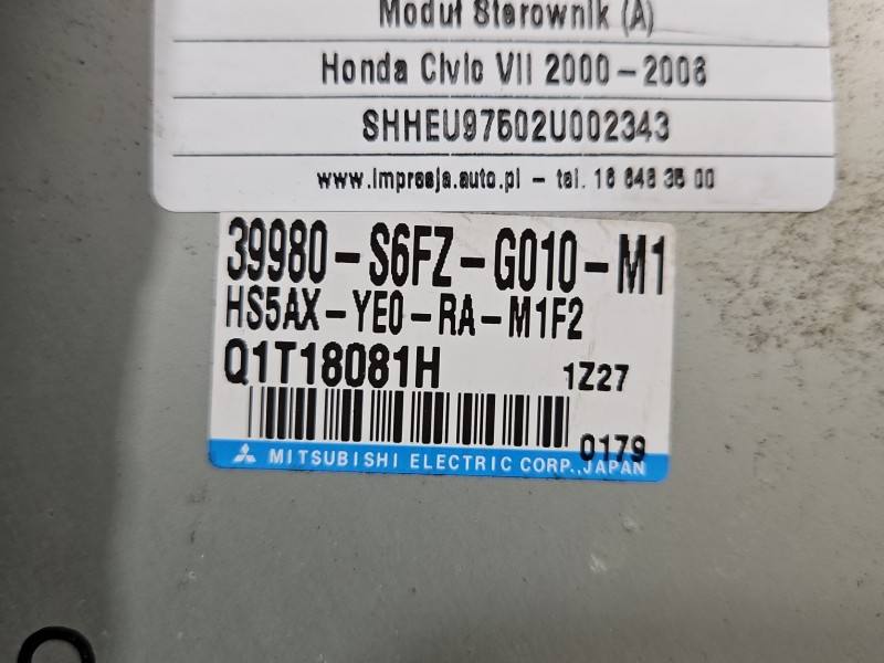 Блок керування модуль Honda Civic 39980-S6FZ-G010-M1 — фото деталі 3