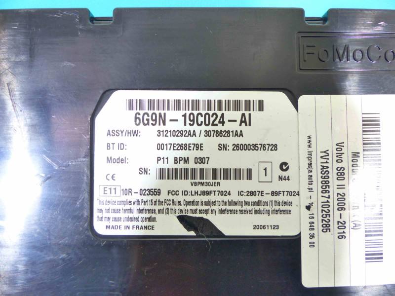 Блок керування модуль Volvo S80 6G9N-19C024-AI — фото деталі 5