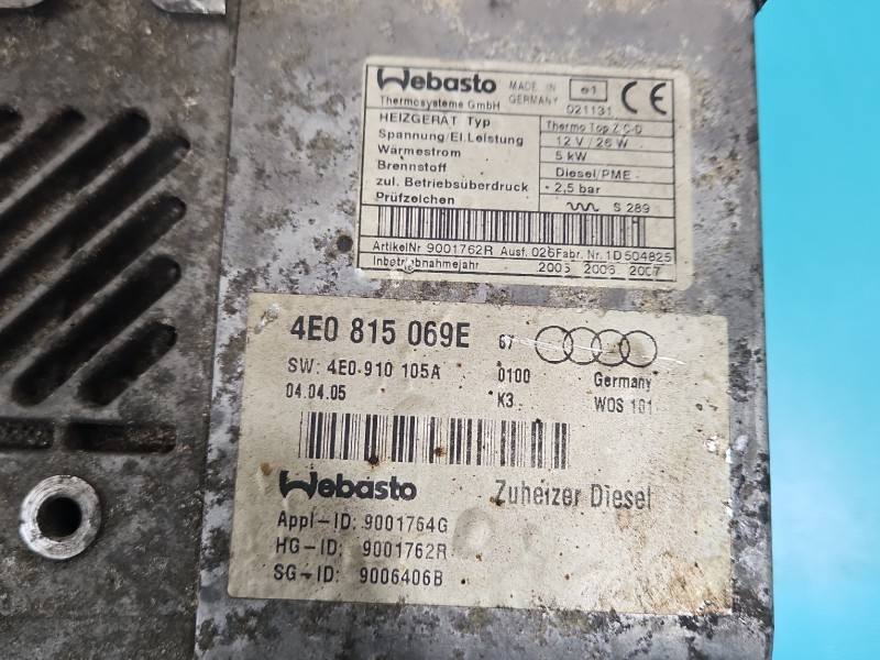 Автономний обігрівач Webasto Audi A8 D3 4E0815069E — фото деталі 3