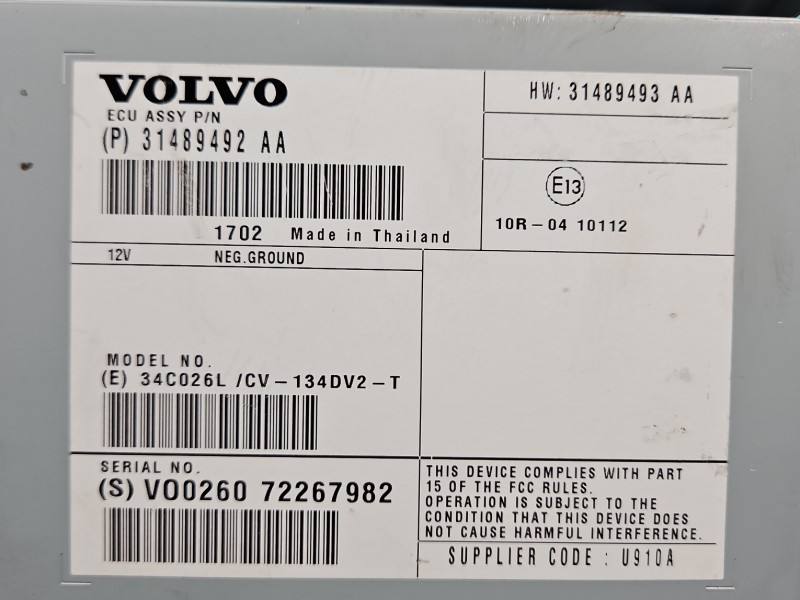 Аудіопідсилювач підсилювач звуку Volvo V40 31489492AA — фото деталі 3