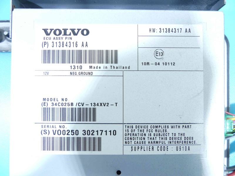 Аудіопідсилювач підсилювач звуку Volvo V40 31384316AA — фото деталі 3