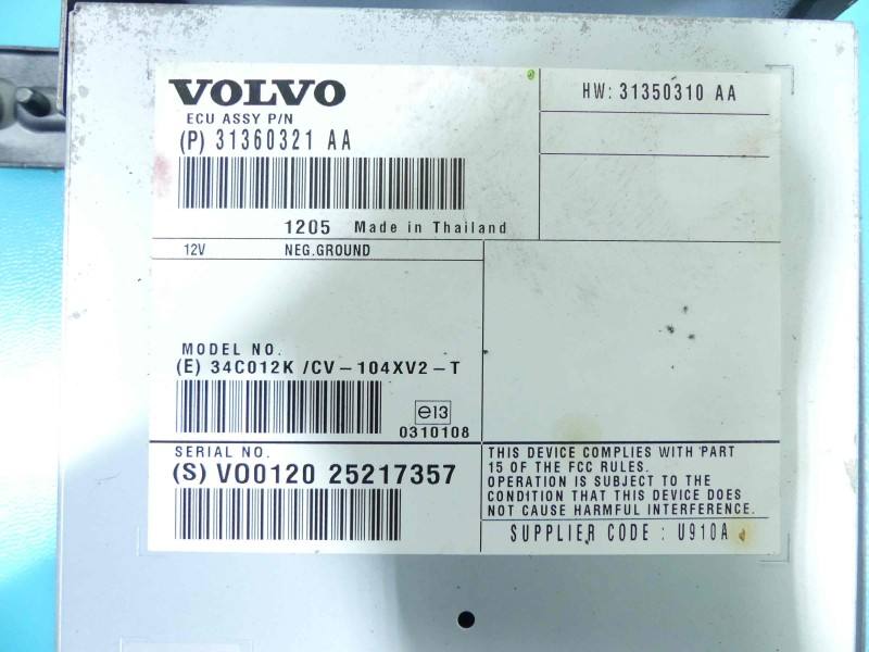 Аудіопідсилювач підсилювач звуку Volvo V60 31360321AA — фото деталі 2