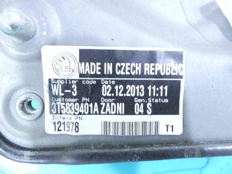 Склопідйомник задній лівий Skoda Superb 2 3T5839401A — фото деталі 3