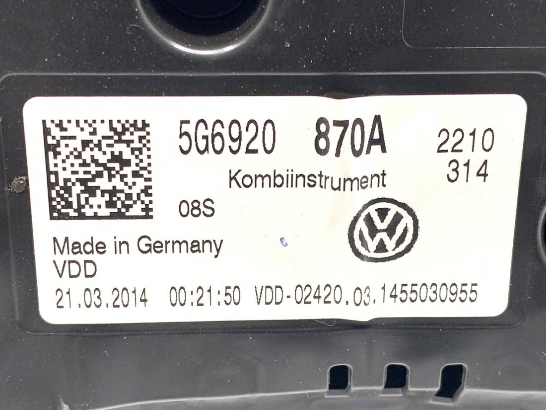 Щиток приладів Volkswagen Golf 7 5G6920870A — фото деталі 4