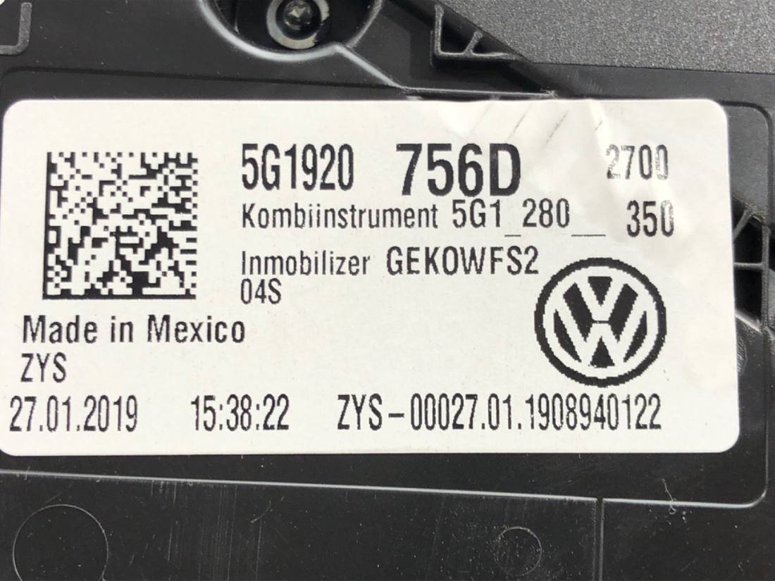 Щиток приладів Volkswagen Golf 7 5G1920756D — фото деталі 5