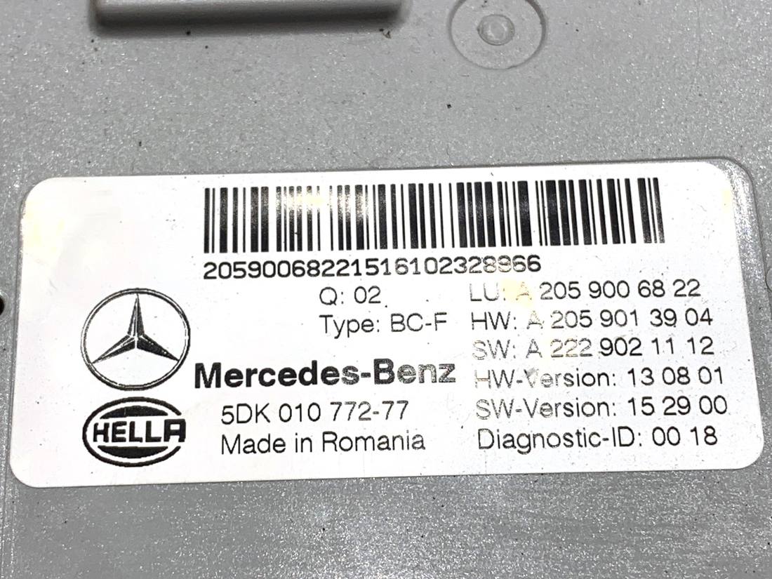 Блок управления модуль Mercedes C W205 A2059006822 — фото детали 7