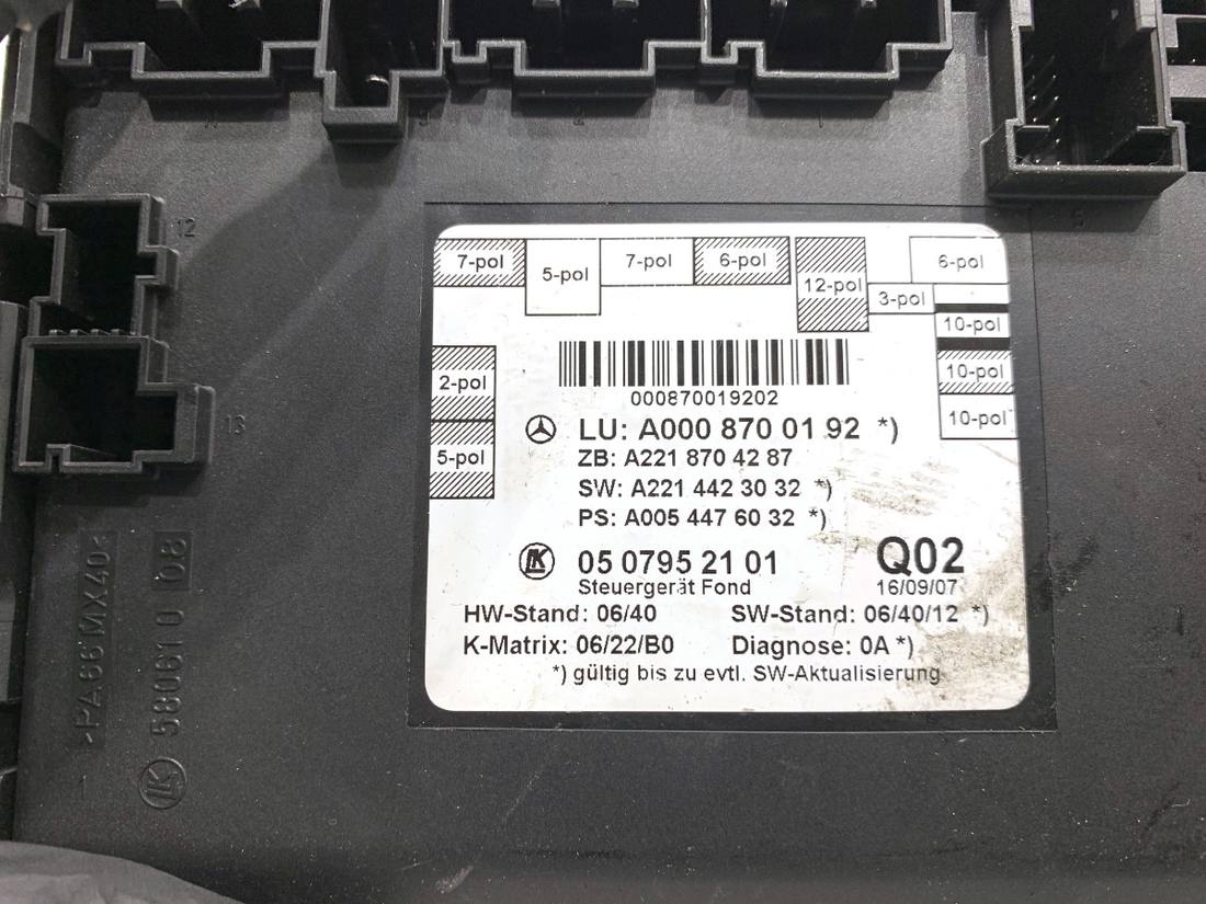 Блок керування модуль Mercedes S W221 A0008700192 — фото деталі 4