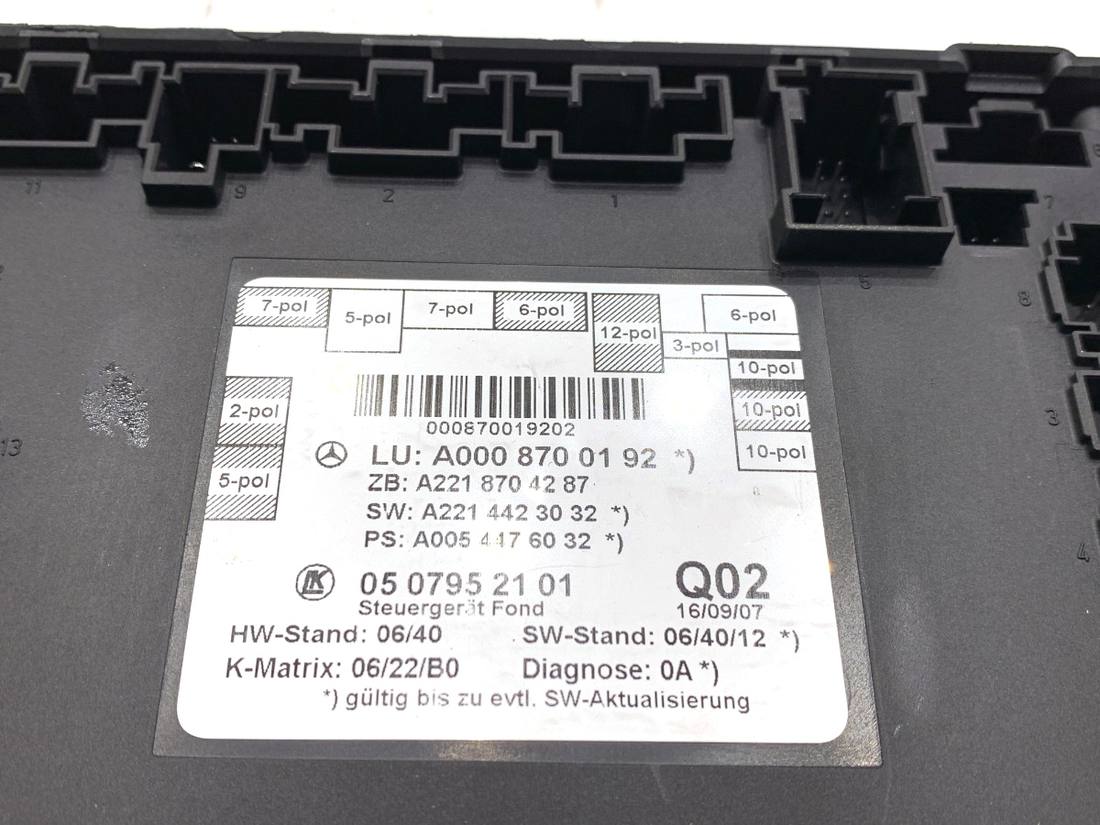 Блок керування модуль Mercedes S W221 A0008700192 — фото деталі 4