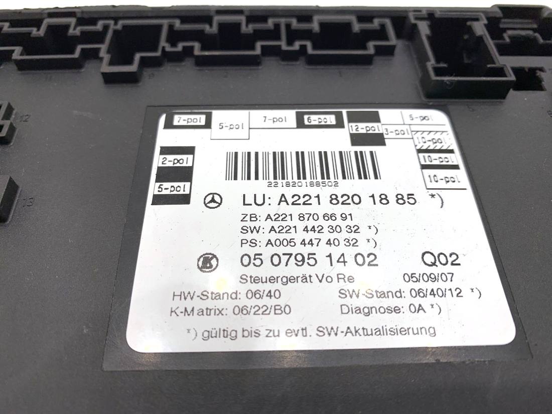 Блок керування модуль Mercedes S W221 A2218201885 — фото деталі 3