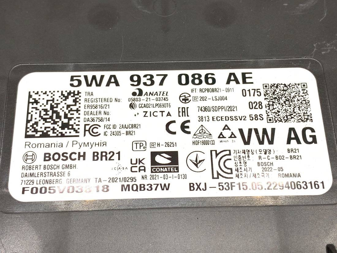 Блок керування модуль Volkswagen Golf 8 5WA937086AE — фото деталі 4