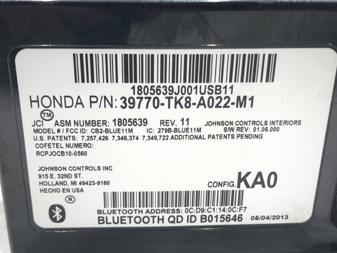 Блок управления модуль Honda Odyssey 39770-TK8-A022-M1 — фото детали 4