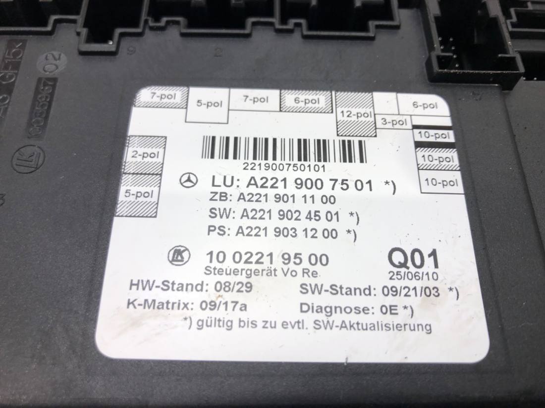 Блок керування модуль Mercedes S W221 A2219007501 — фото деталі 4