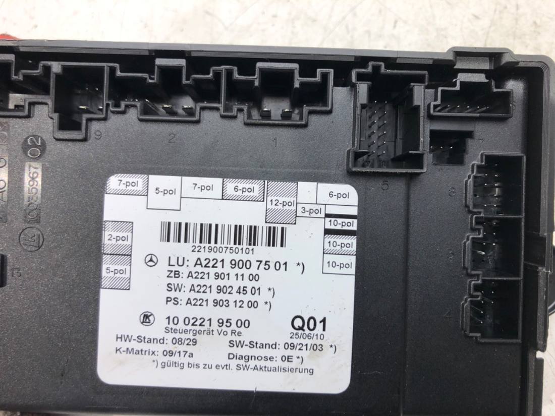 Блок керування модуль Mercedes S W221 A2219007501 — фото деталі 5
