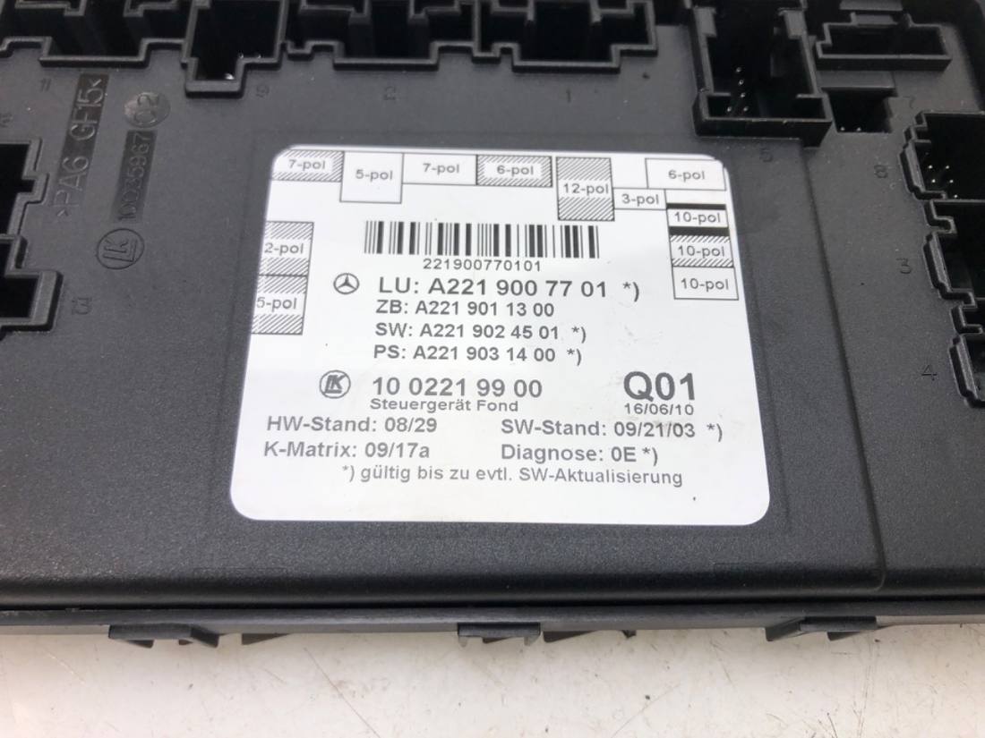 Блок керування модуль Mercedes S W221 A2219007701 — фото деталі 5