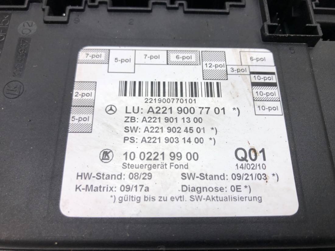 Блок керування модуль Mercedes S W221 A2219007701 — фото деталі 4