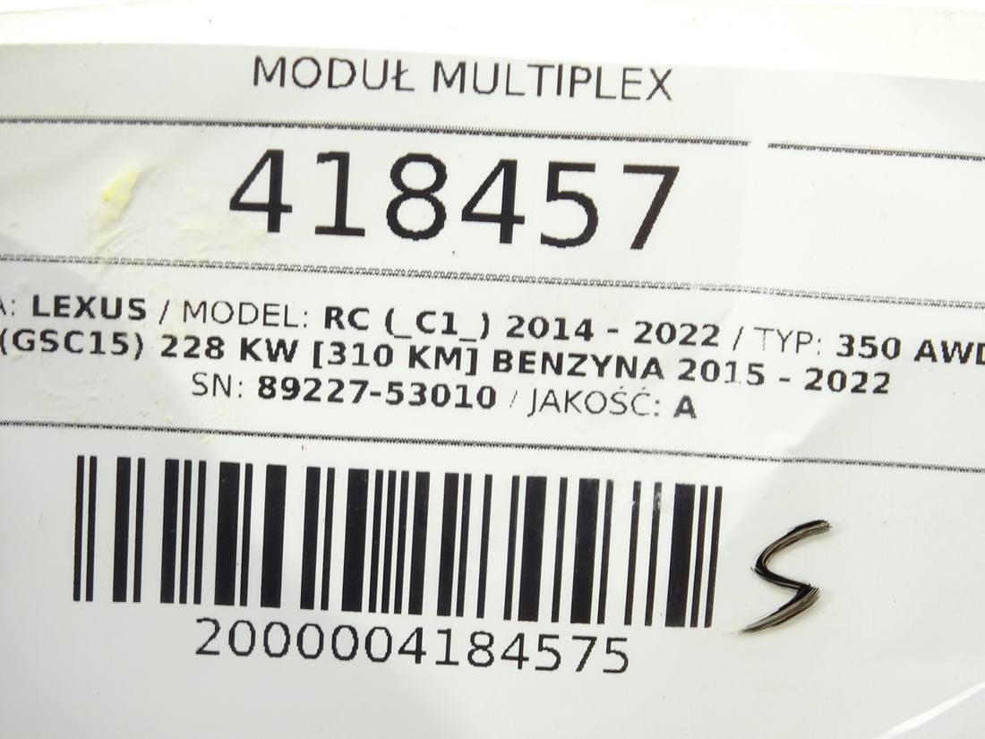 Блок керування модуль Lexus RC 89227-53010 — фото деталі 5