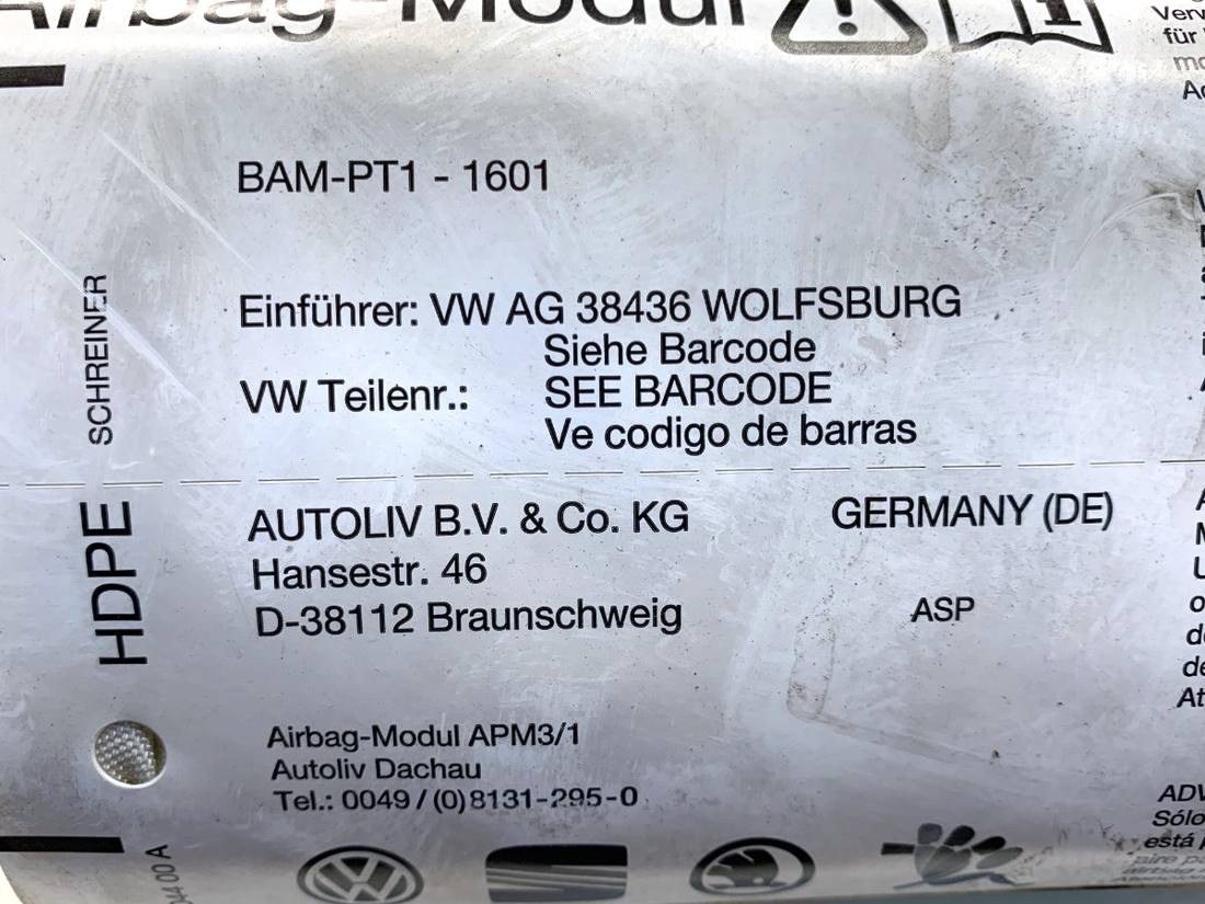 Подушка безпеки Airbag Volkswagen Golf 5 1K0880204L — фото деталі 5