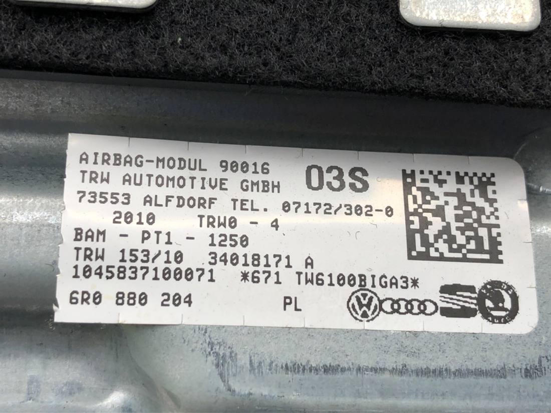 Подушка безопасности Airbag Volkswagen Polo 6R0880204 — фото детали 5