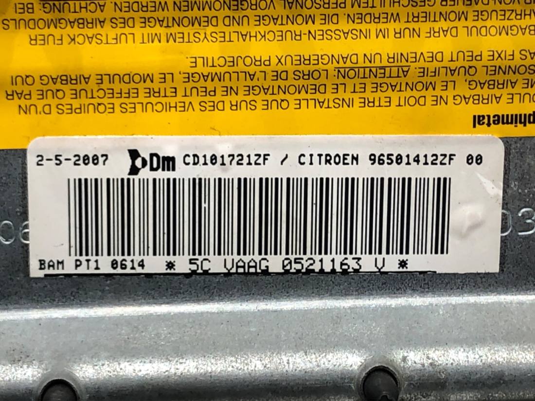 Подушка безопасности Airbag Citroen C5 96501412ZF — фото детали 4