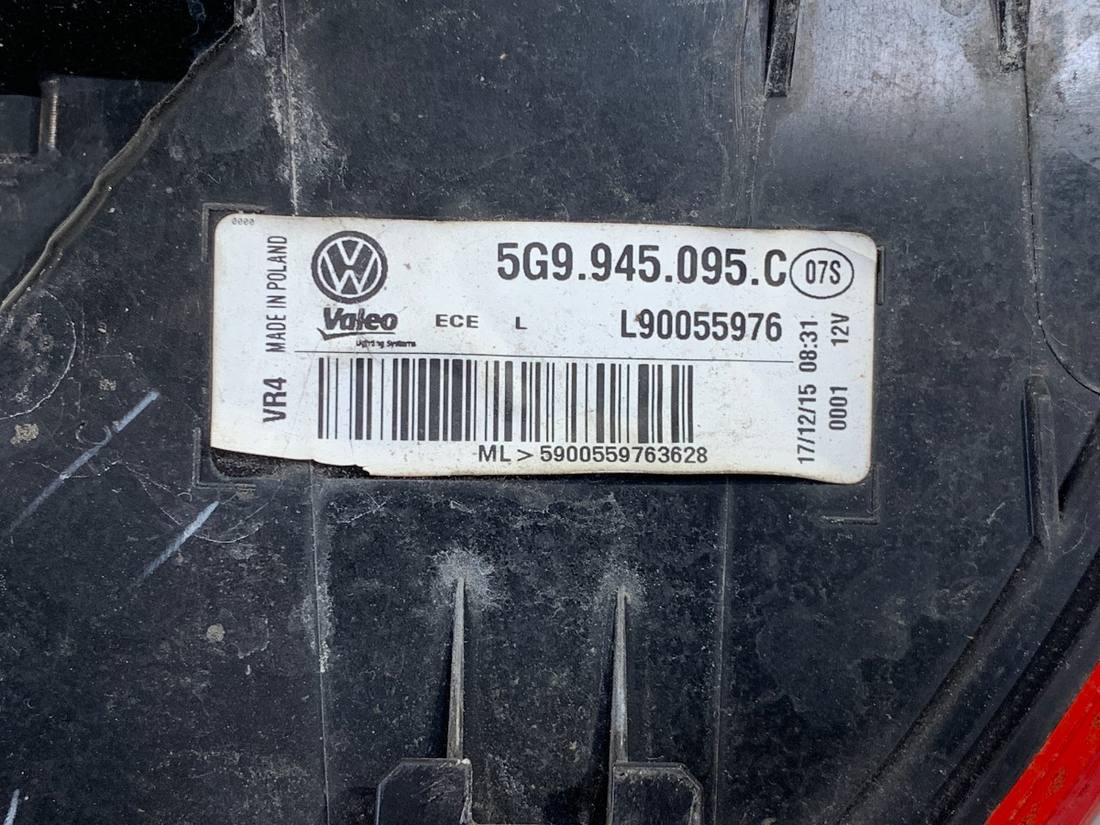 Ліхтар задній лівий Volkswagen Golf 7 5G9945095C — фото деталі 5